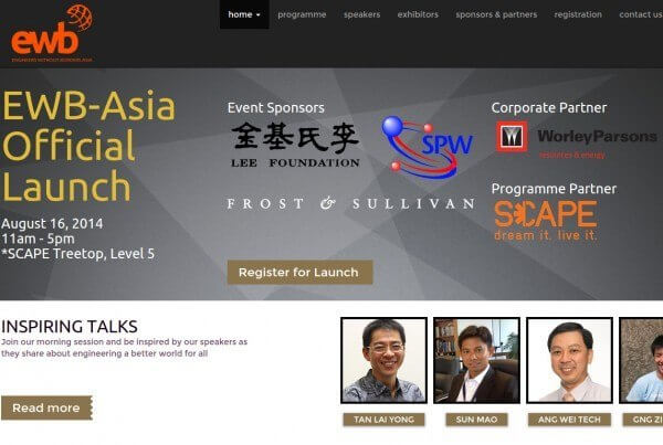 CLLOH website portfolio - EWB Asia non-profit organization website screenshot