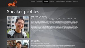 CLLOH portfolio - EWB Asia non-profit organization launch website speakers profiles page screenshot