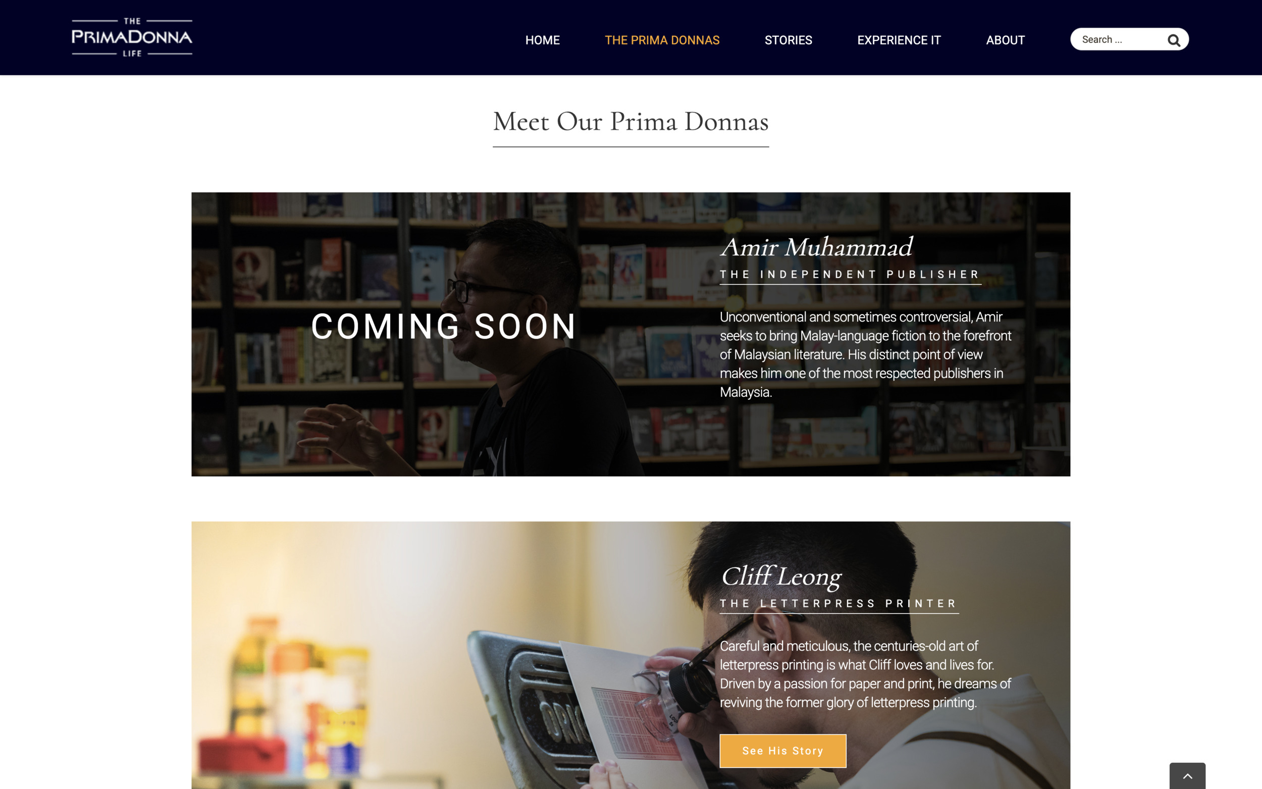 PrimaDonna People page section